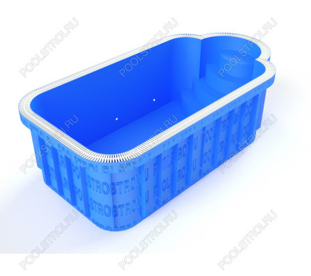 Полипропиленовый бассейн Луанда medium. 7.2х2.8х1.7. римская r. переливной. стандарт. 8 мм