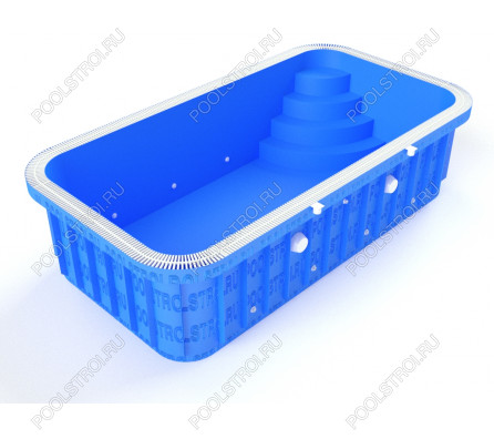 Полипропиленовый бассейн Standart max. 10х3.5х1.7. угловая r. переливной. закругленные. r 500 мм. 8 мм