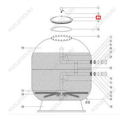 Верхняя крышка для фильтров Aquaviva D1050/1250/1400 мм